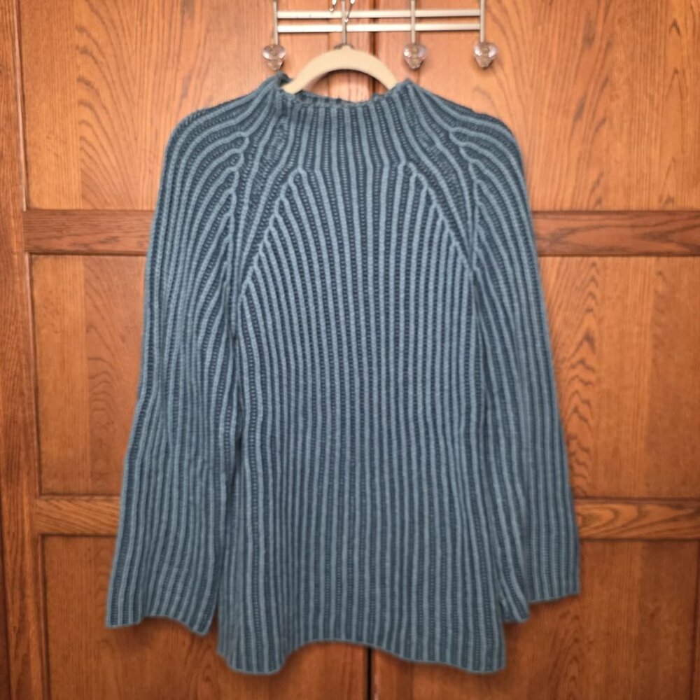 Kate + Sam Women’s Ribbed Knit Sweater | Teal | Size Large